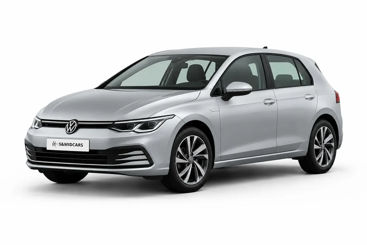 Volkswagen Golf 8, visuel de studio illustratif ; modèle exact à confirmer — location à Marrakech
